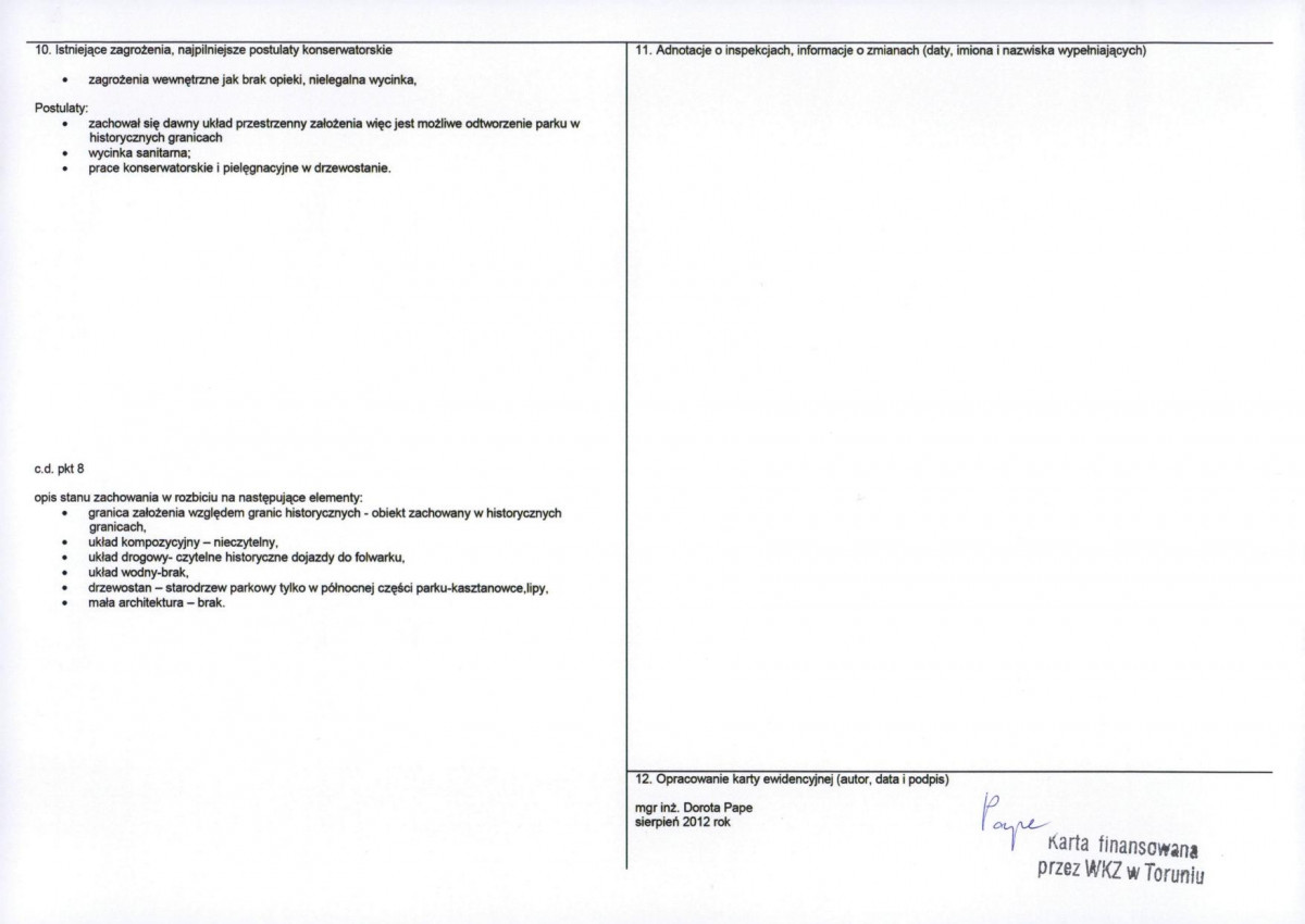 Karta obiektu niewpisanego do rejestru, skan nr 2