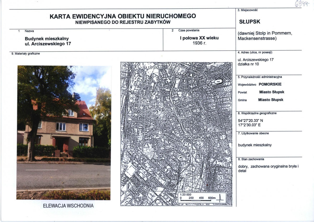 Karta obiektu niewpisanego do rejestru, skan nr 1