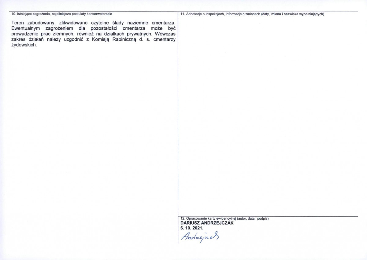 Karta obiektu niewpisanego do rejestru, skan nr 2