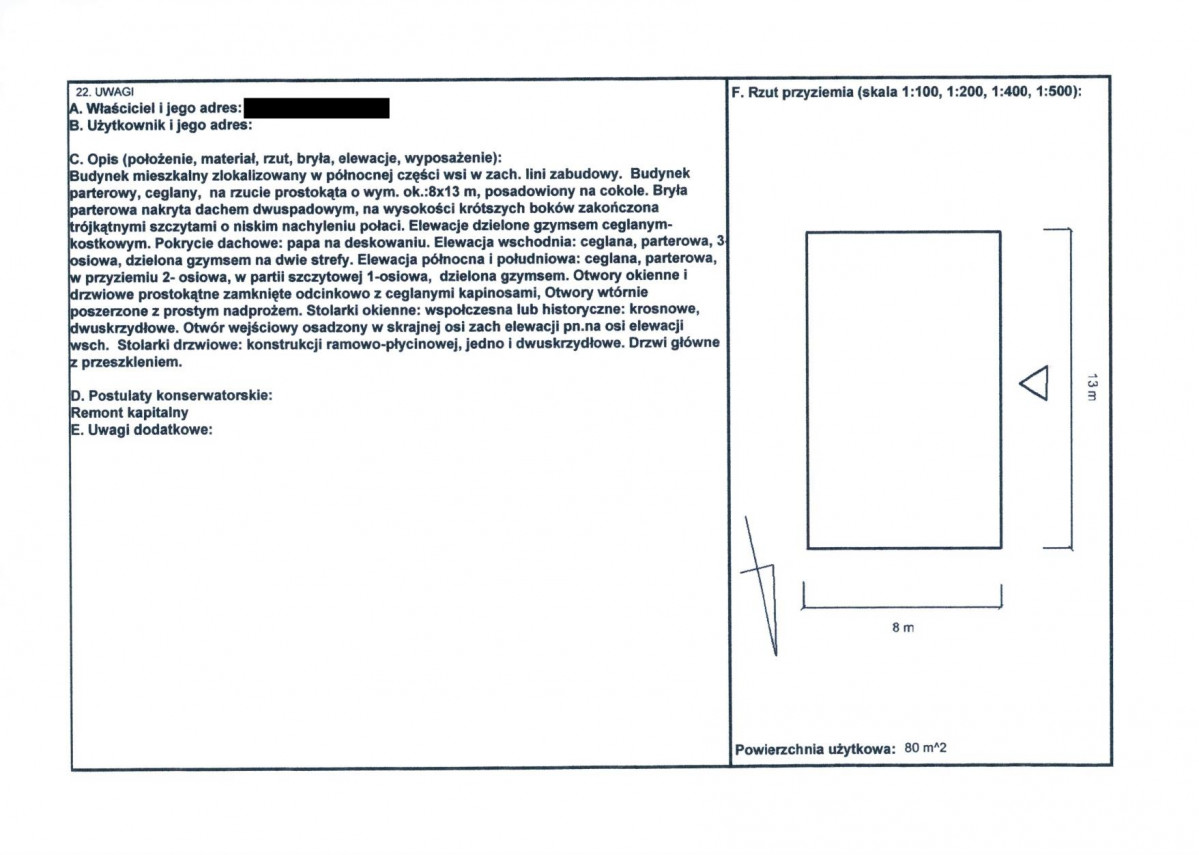 KEZN - Karta obiektu niewpisanego do rejestru, skan nr 2