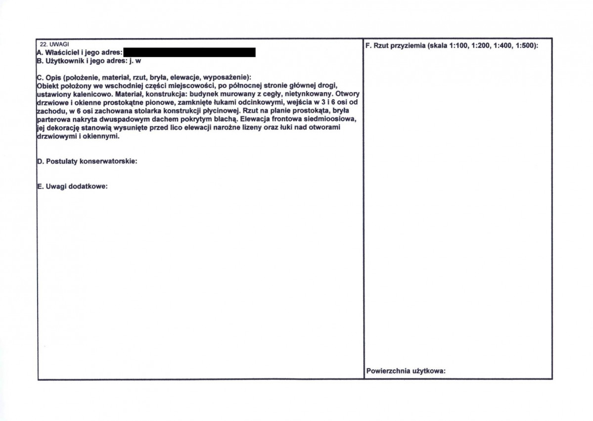 KEZN - Karta obiektu niewpisanego do rejestru, skan nr 2