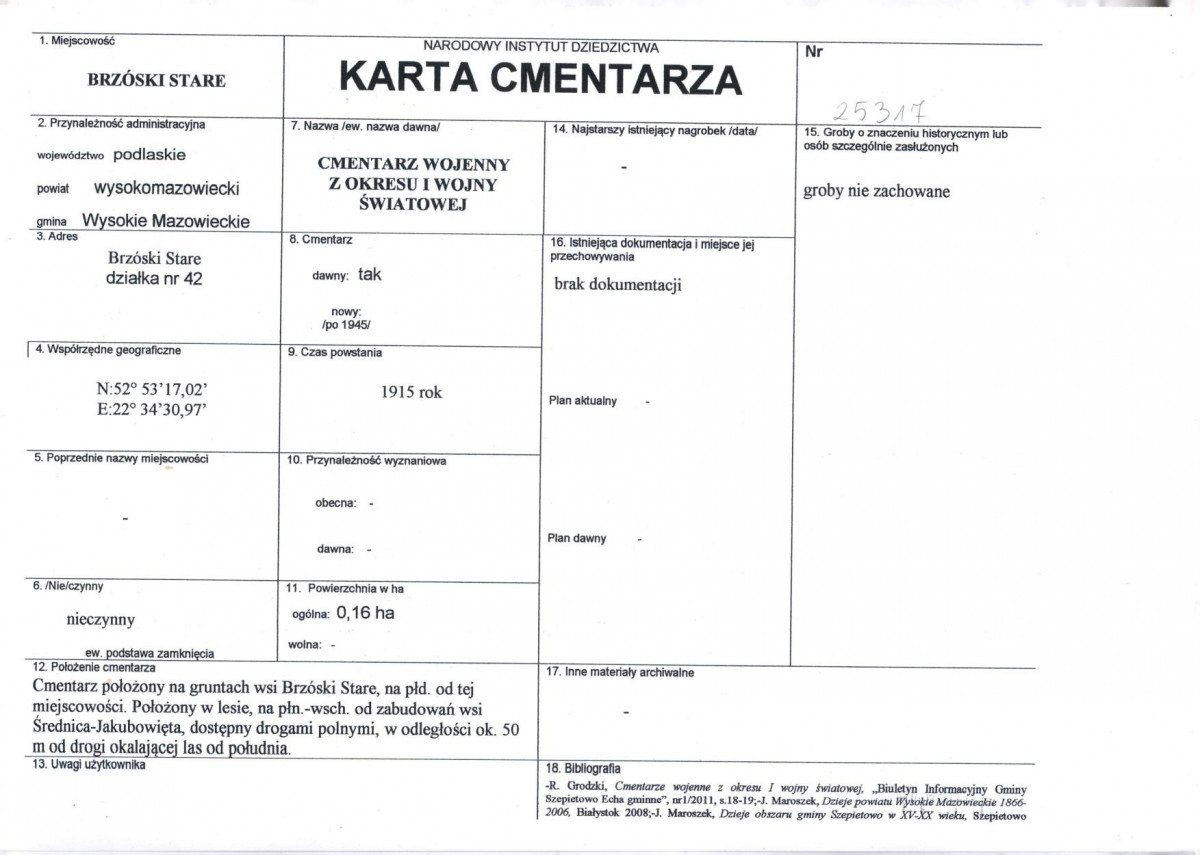 KC - Karta cmentarza, skan nr 1
