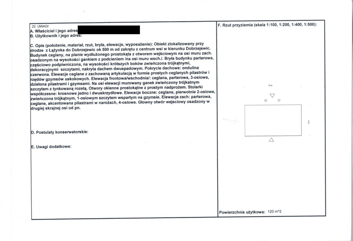 KEZN - Karta obiektu niewpisanego do rejestru, skan nr 2