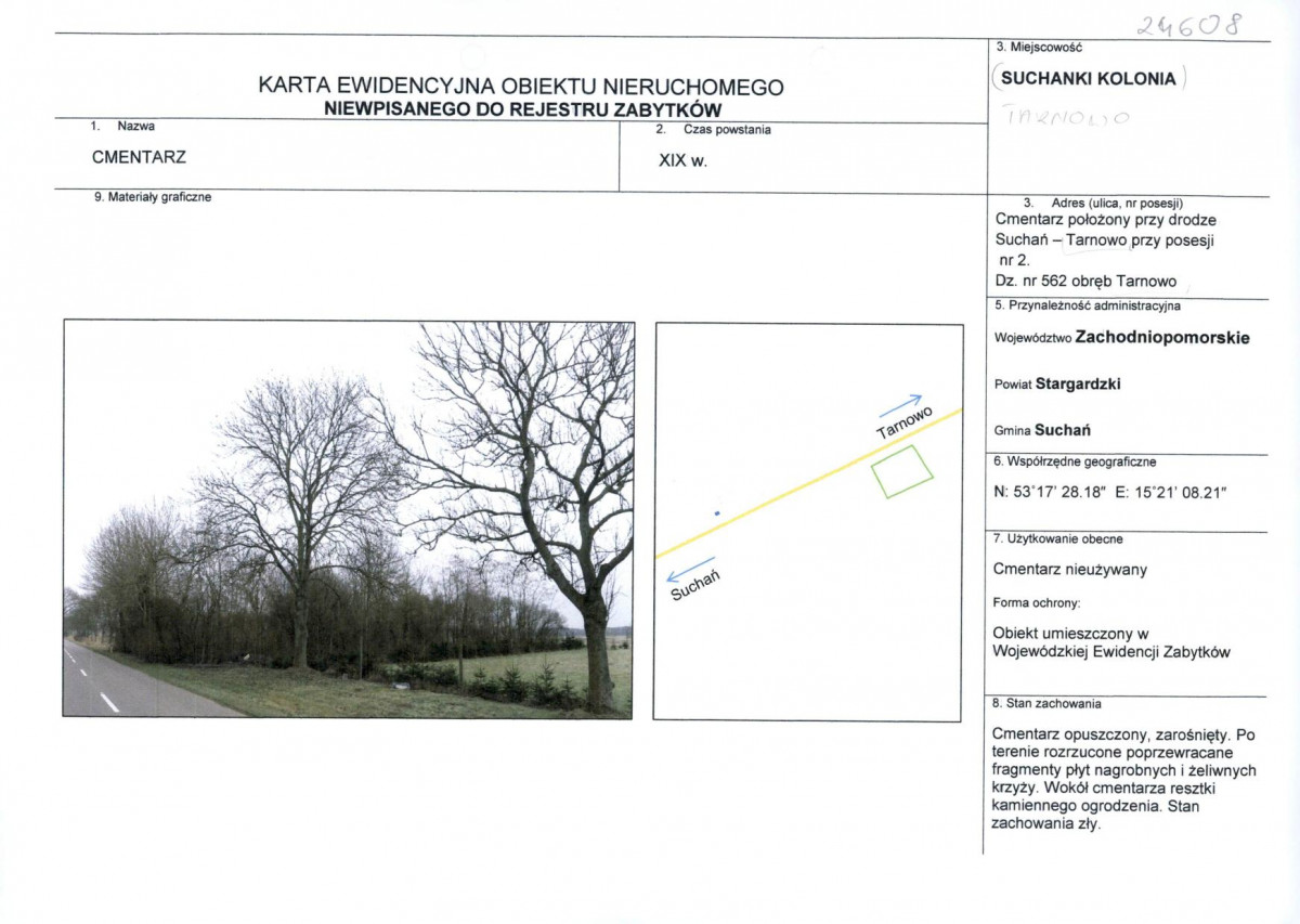 Karta obiektu niewpisanego do rejestru, skan nr 1