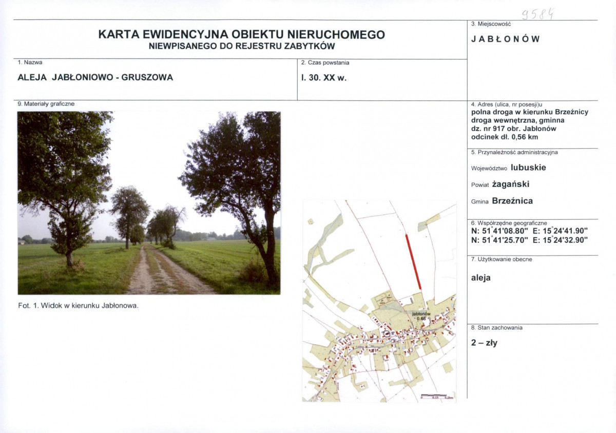 KEZN - Karta obiektu niewpisanego do rejestru, skan nr 1