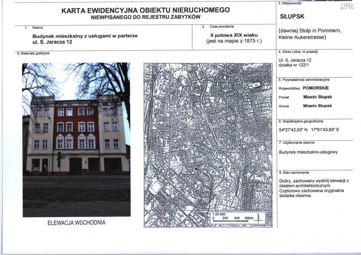Karta obiektu niewpisanego do rejestru, skan nr 1