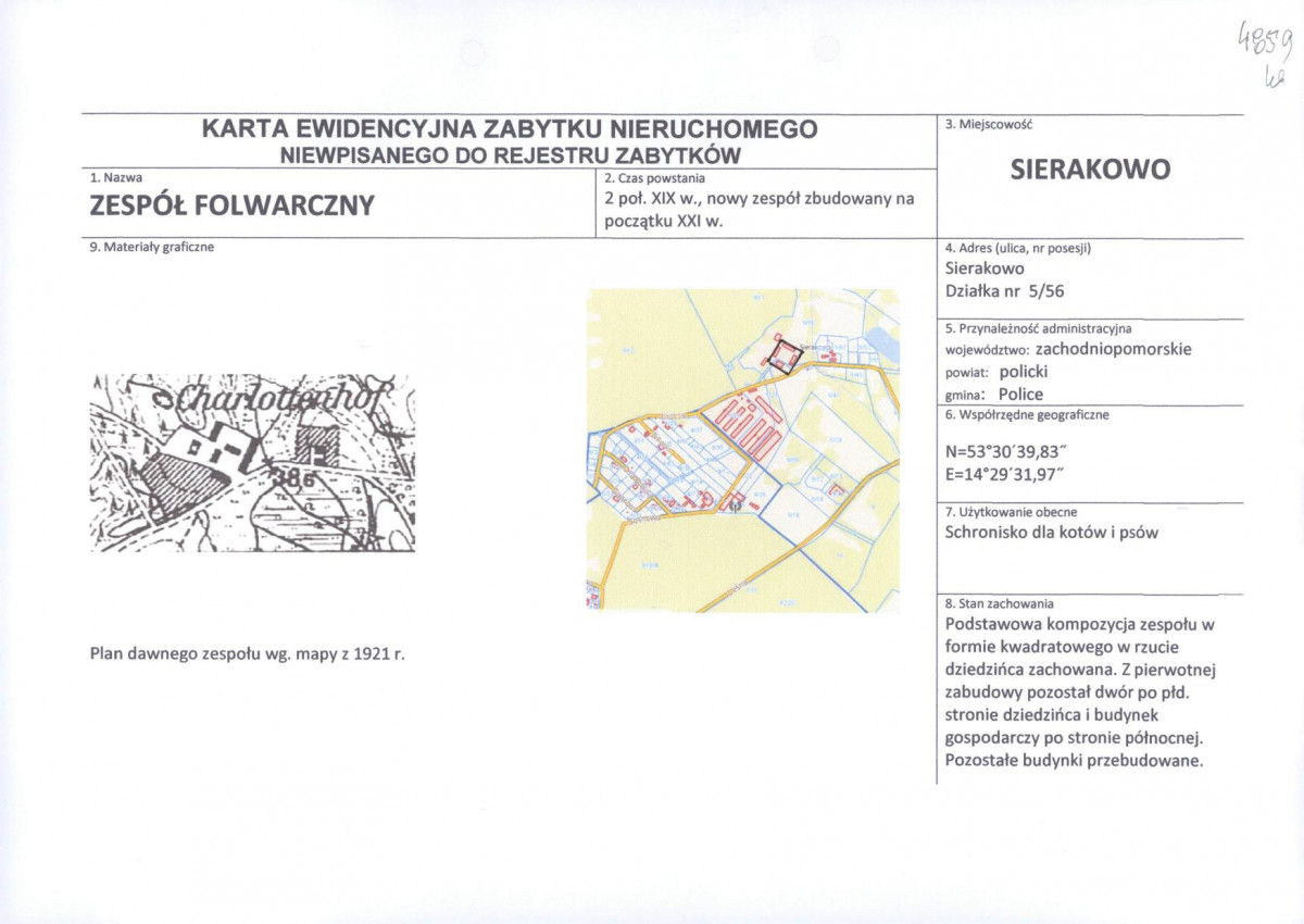 Karta obiektu niewpisanego do rejestru, skan nr 1