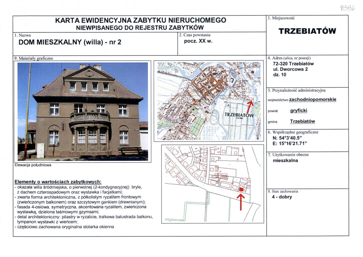 Karta obiektu niewpisanego do rejestru, skan nr 1