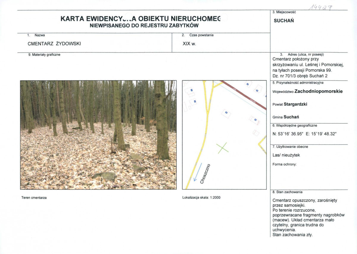 Karta obiektu niewpisanego do rejestru, skan nr 1