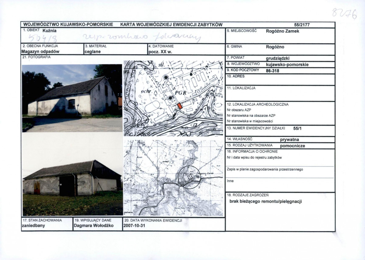 KEZN - Karta obiektu niewpisanego do rejestru, skan nr 1