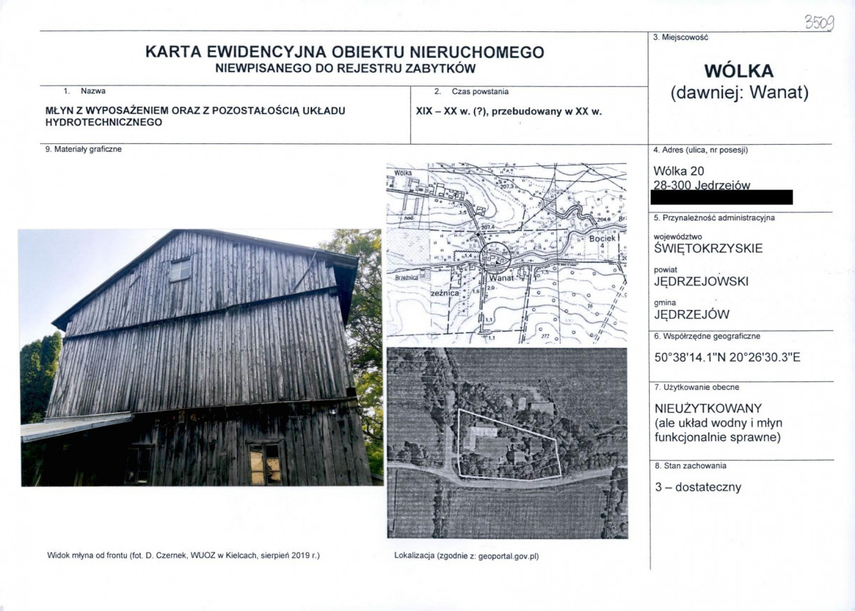 KEZN - Karta obiektu niewpisanego do rejestru, skan nr 1