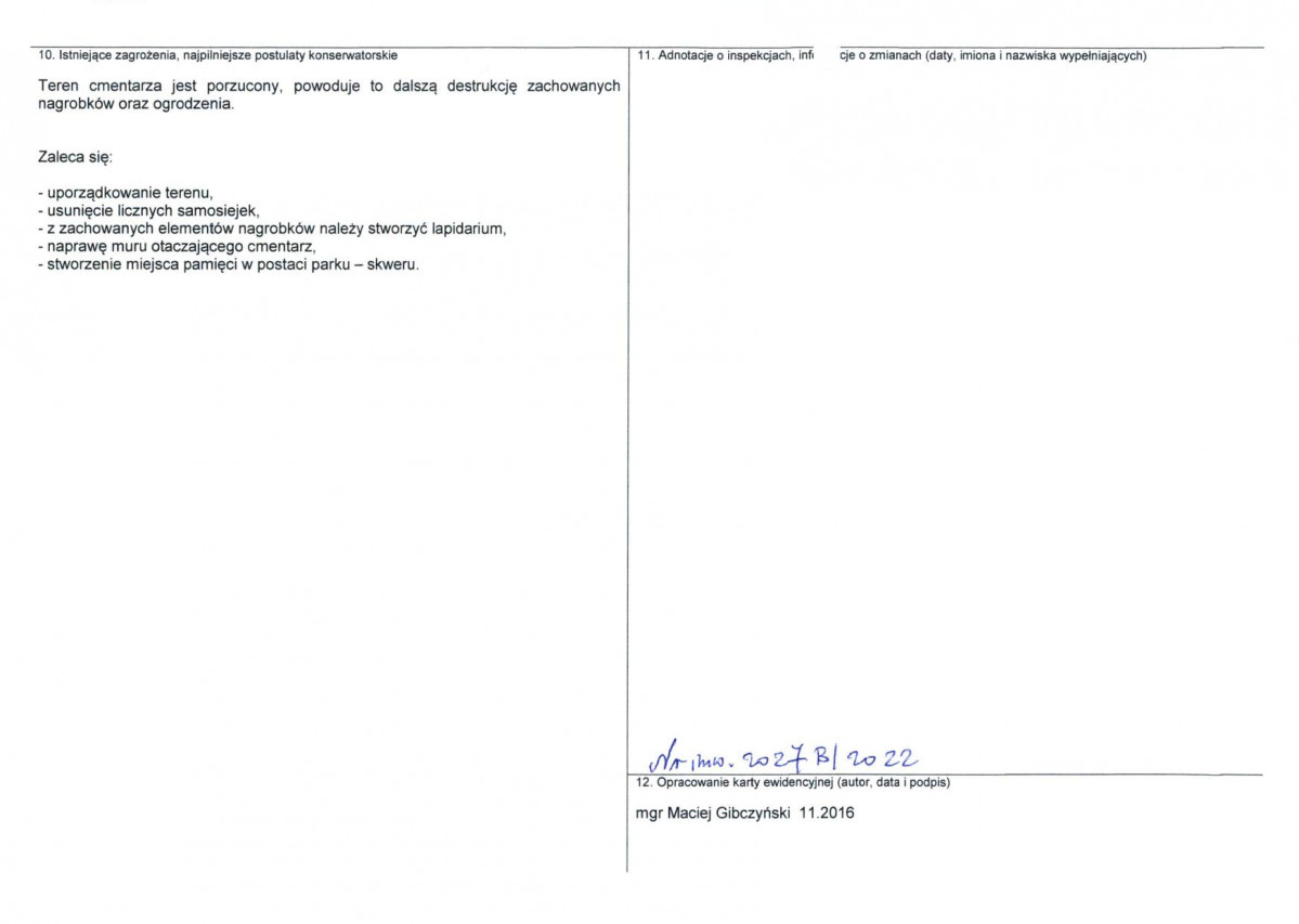 Karta obiektu niewpisanego do rejestru, skan nr 2