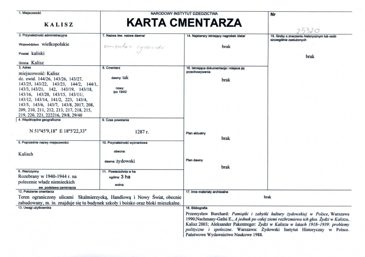 KC - Karta cmentarza, skan nr 1