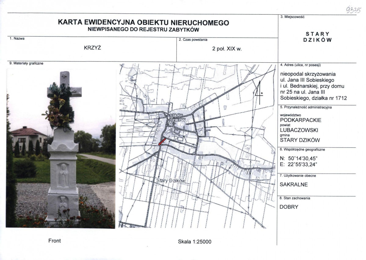 Karta obiektu niewpisanego do rejestru, skan nr 1