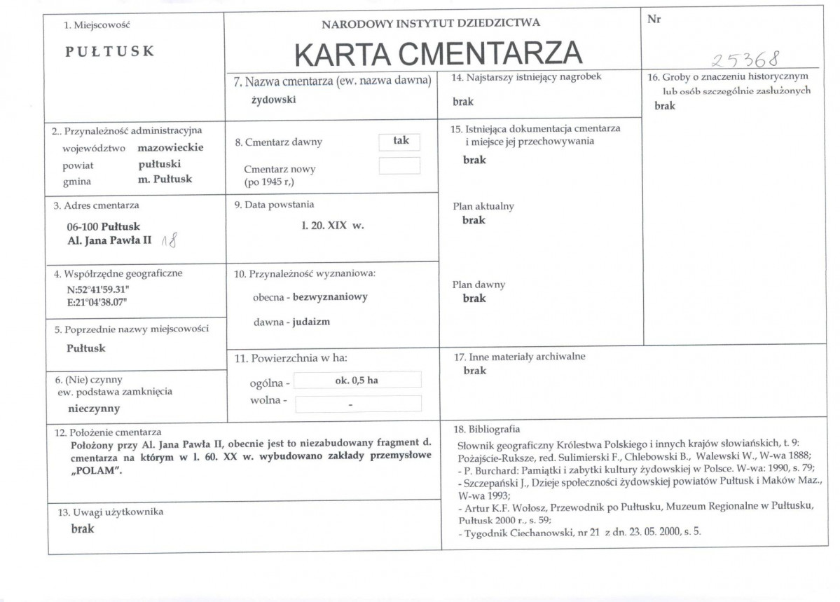 Karta cmentarza, skan nr 1