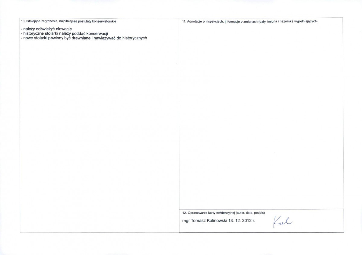 KEZN - Karta obiektu niewpisanego do rejestru, skan nr 2
