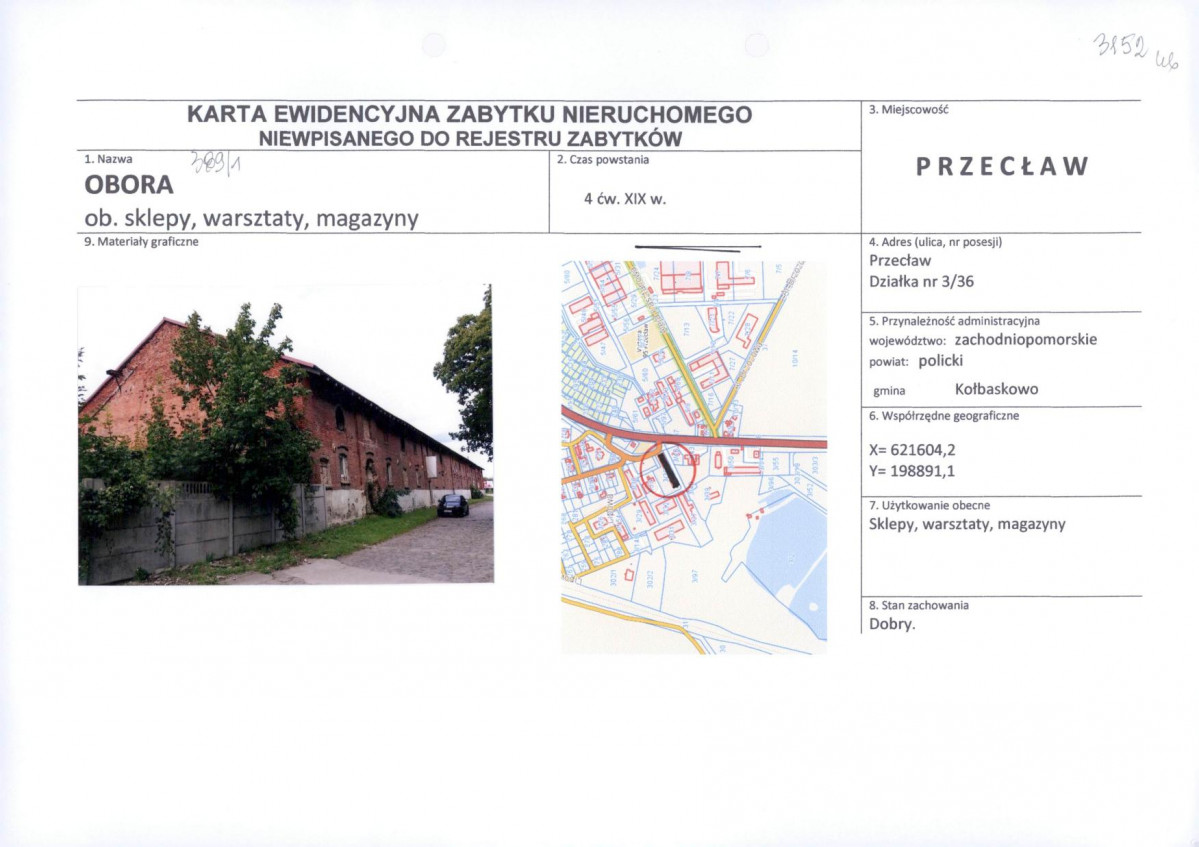 Karta obiektu niewpisanego do rejestru, skan nr 1