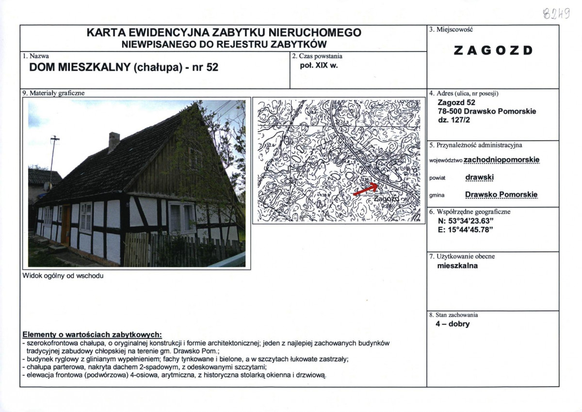 Karta obiektu niewpisanego do rejestru, skan nr 1