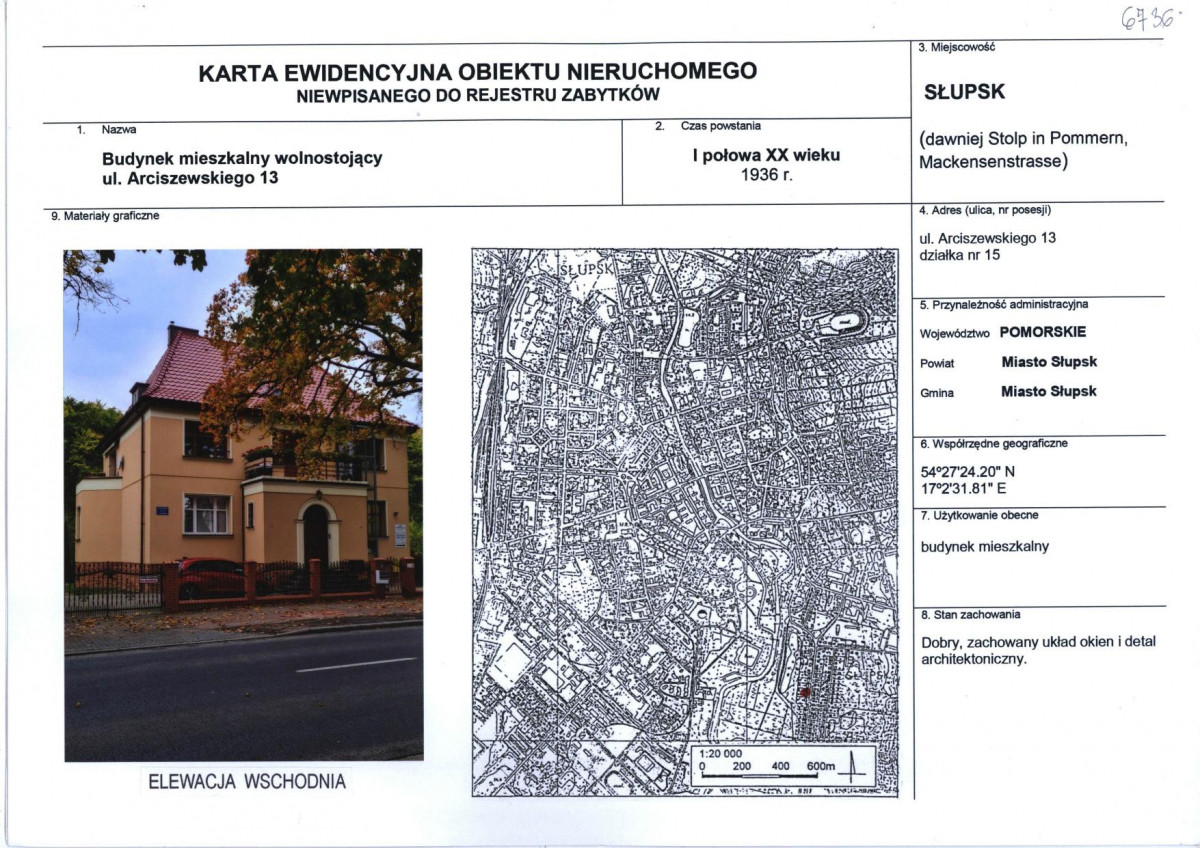 Karta obiektu niewpisanego do rejestru, skan nr 1
