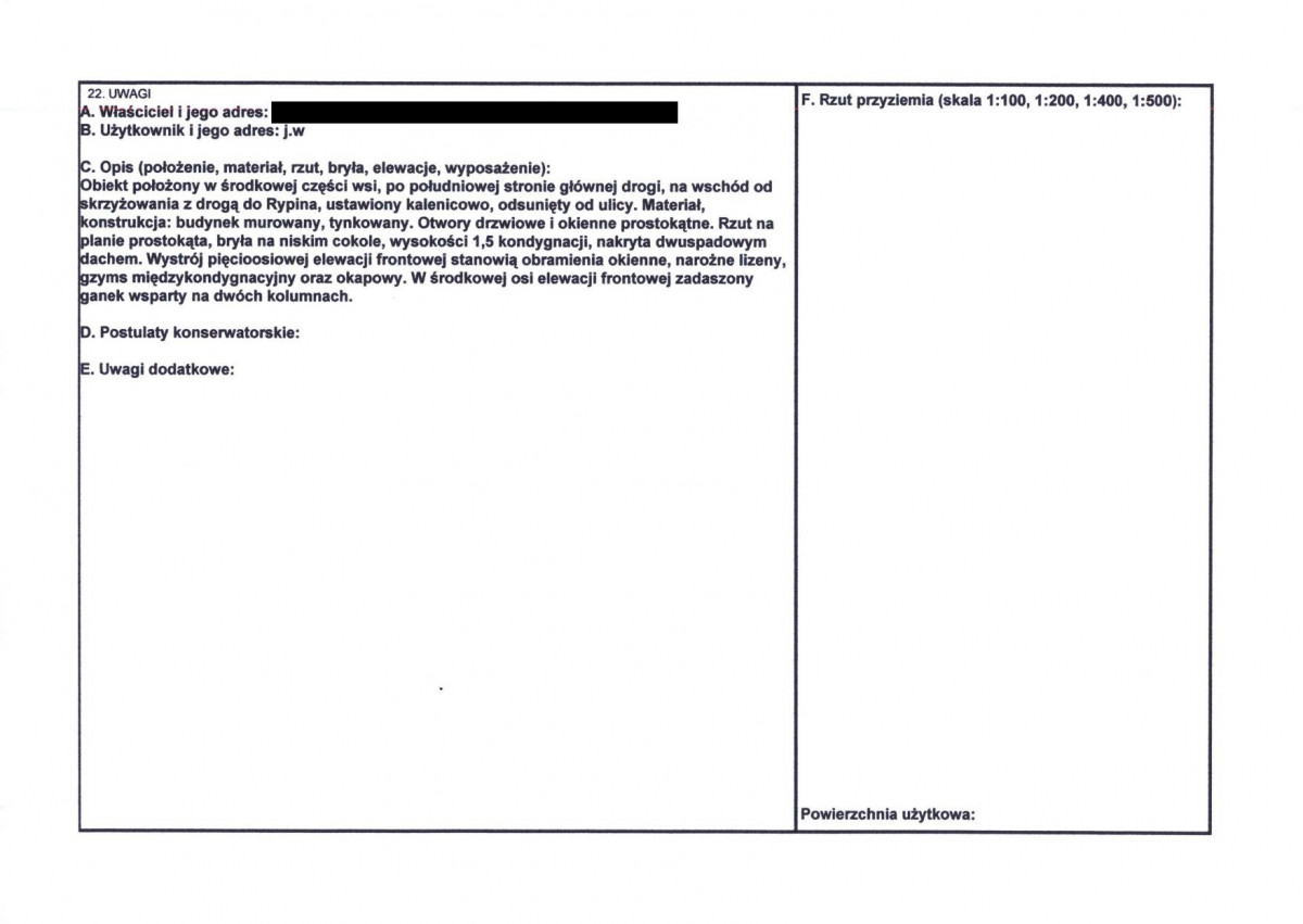 KEZN - Karta obiektu niewpisanego do rejestru, skan nr 2