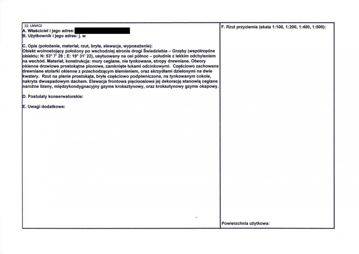 KEZN - Karta obiektu niewpisanego do rejestru, skan nr 2