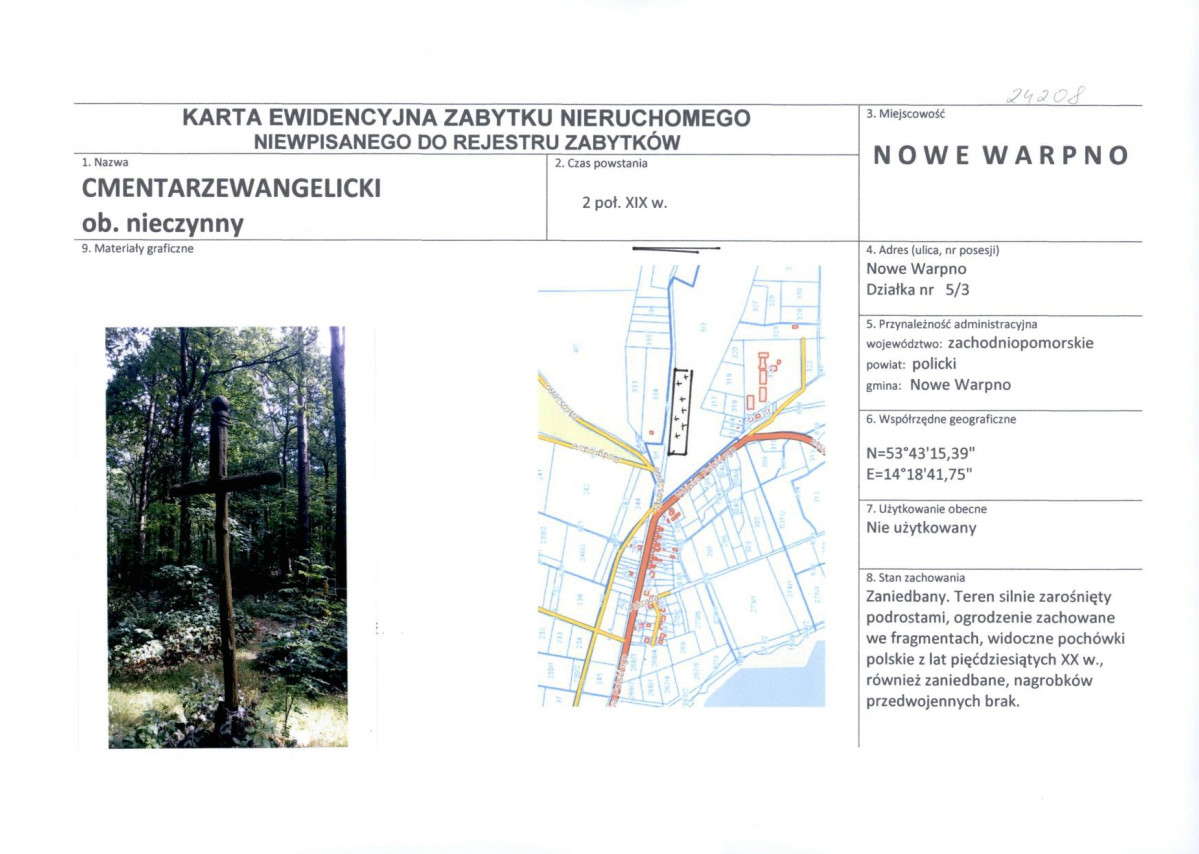 Karta obiektu niewpisanego do rejestru, skan nr 1