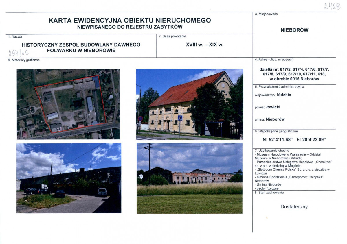 KEZN - Karta obiektu niewpisanego do rejestru, skan nr 1