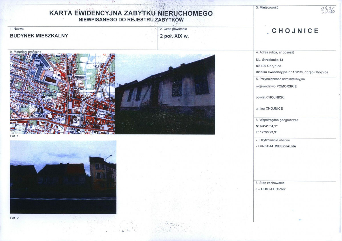 Karta obiektu niewpisanego do rejestru, skan nr 1