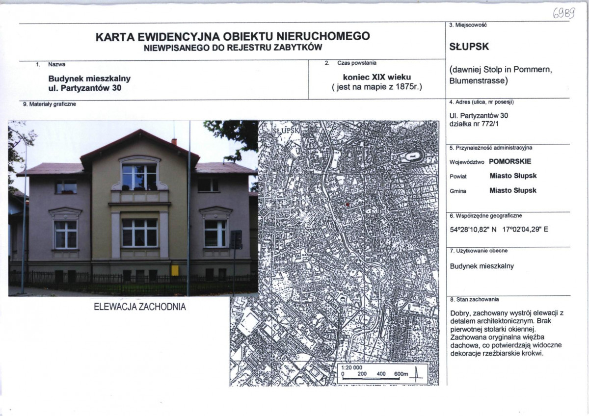 Karta obiektu niewpisanego do rejestru, skan nr 1
