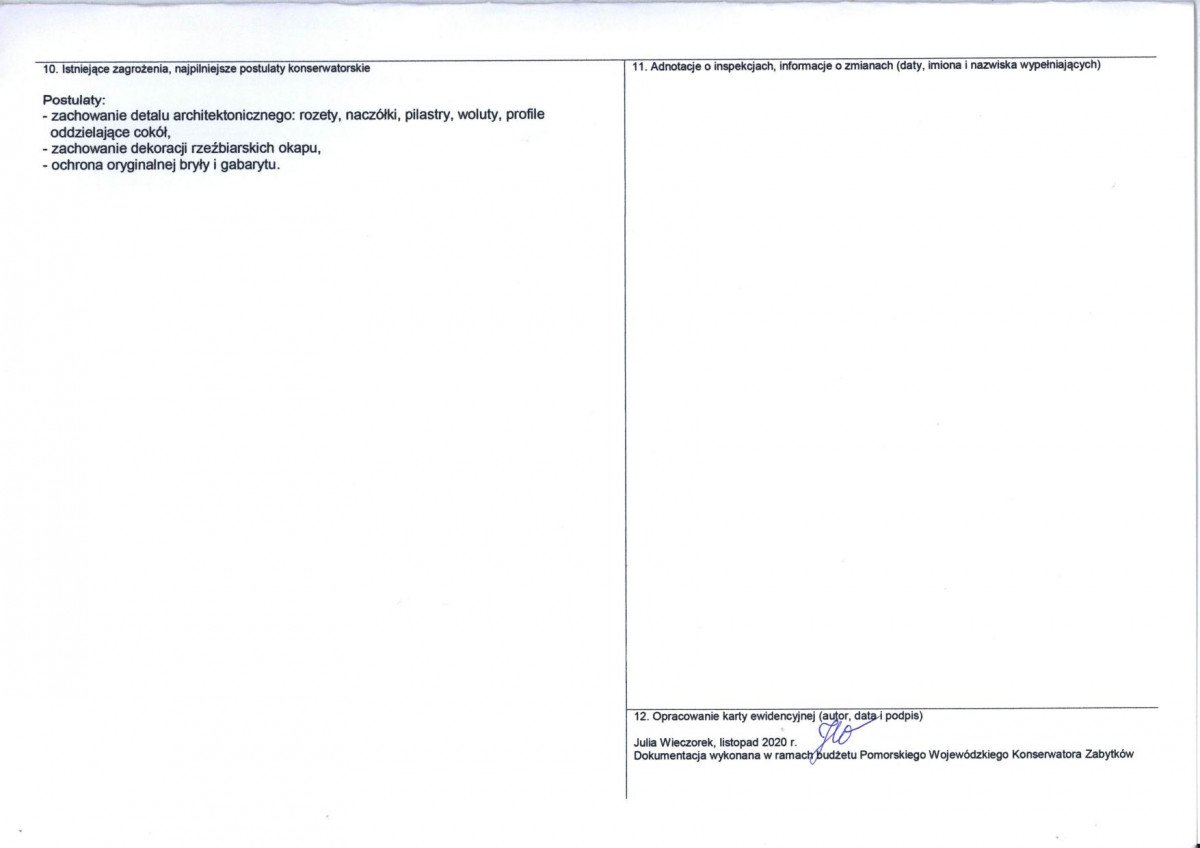 Karta obiektu niewpisanego do rejestru, skan nr 6