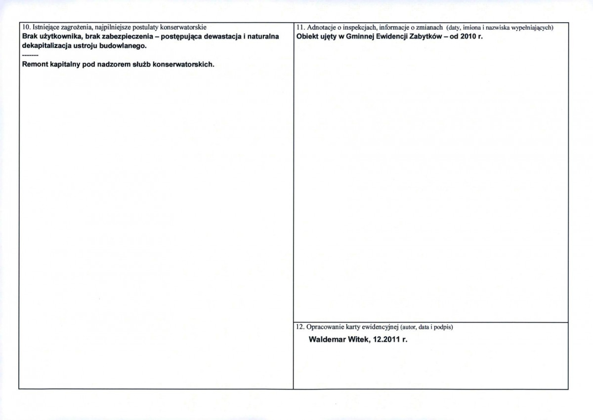 KEZN - Karta obiektu niewpisanego do rejestru, skan nr 2