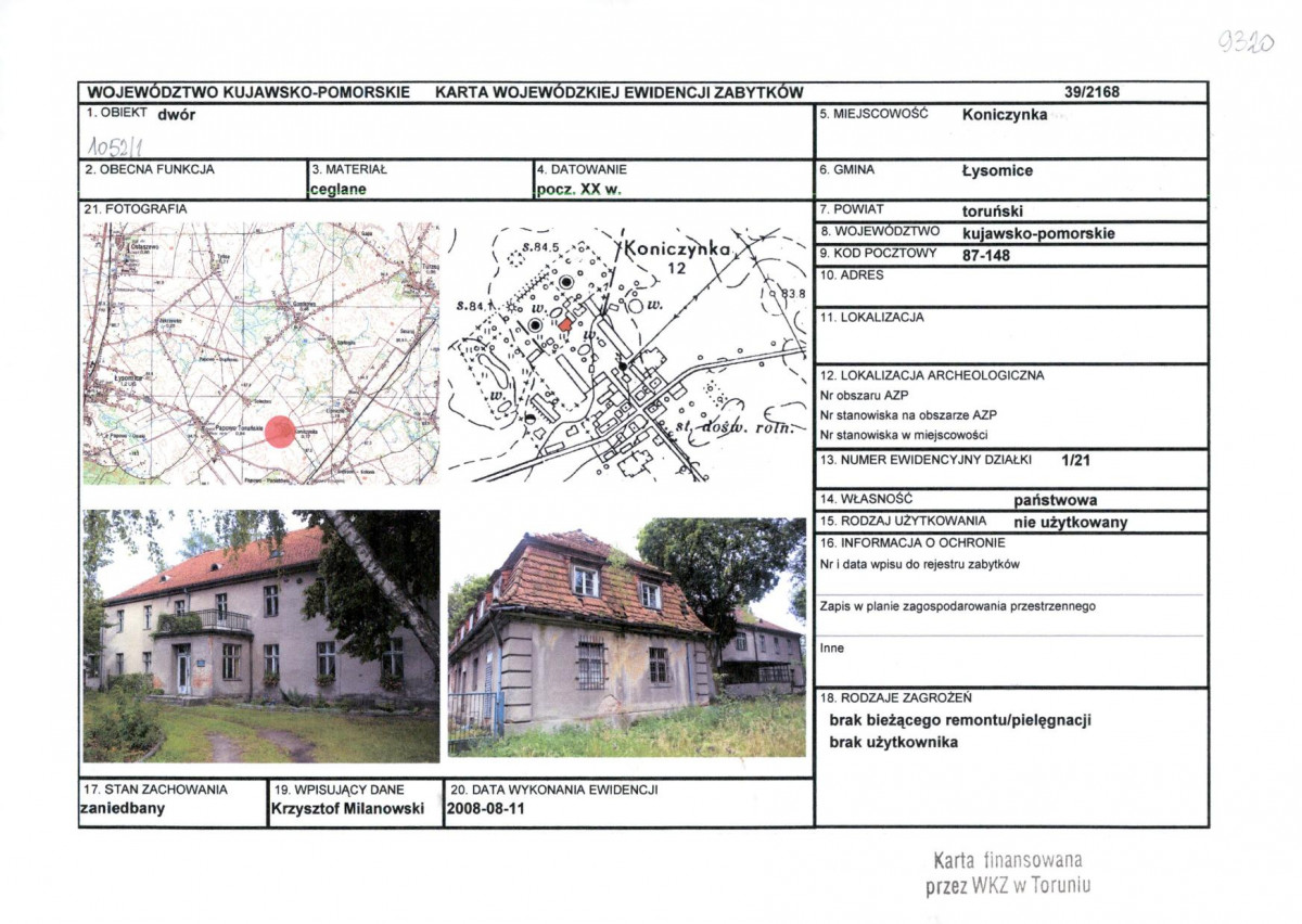 KEZN - Karta obiektu niewpisanego do rejestru, skan nr 1