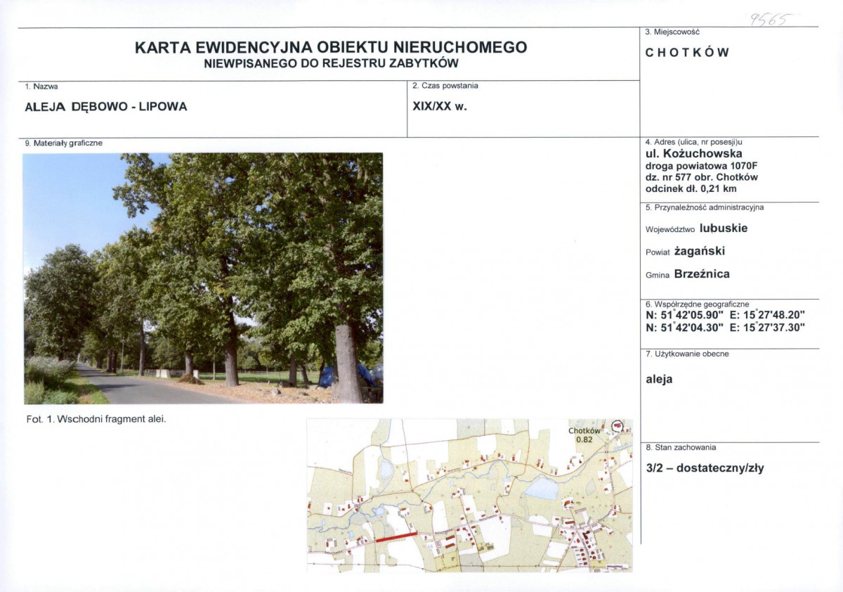 Karta obiektu niewpisanego do rejestru, skan nr 1