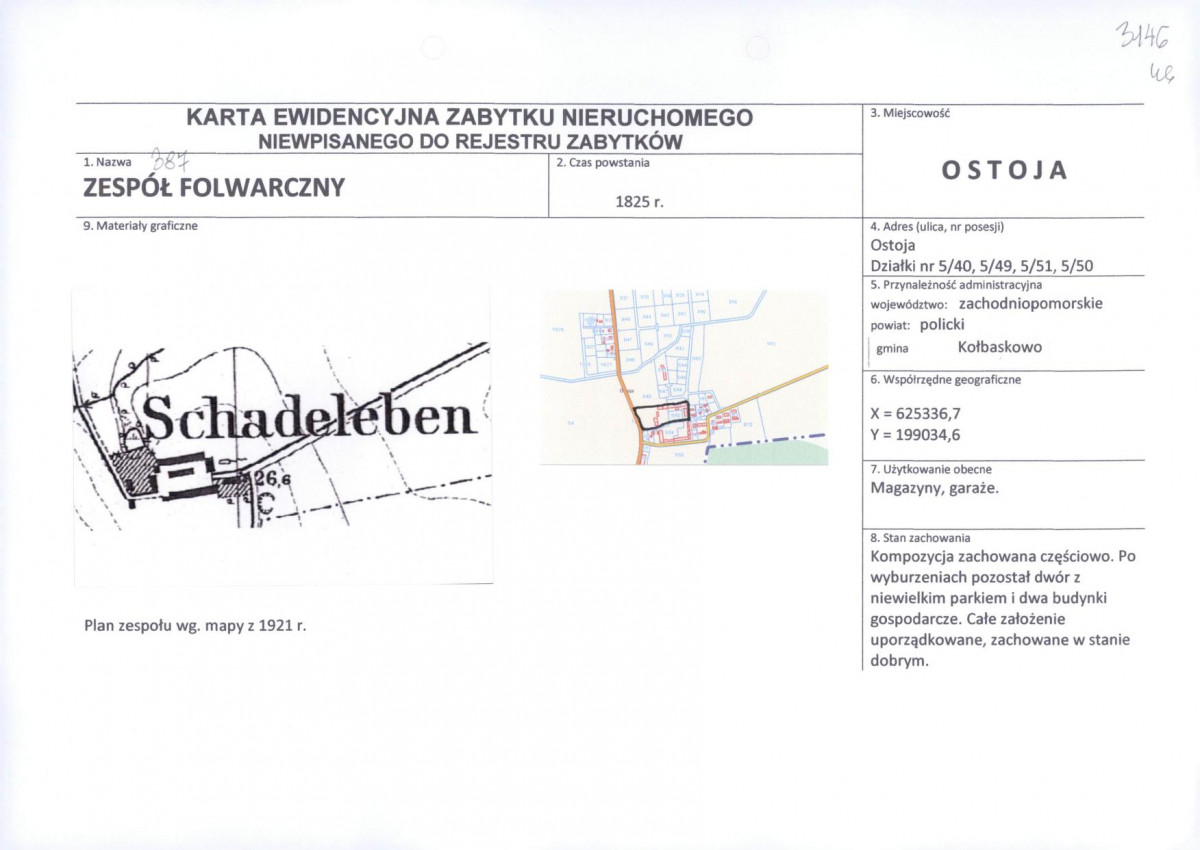 Karta obiektu niewpisanego do rejestru, skan nr 1