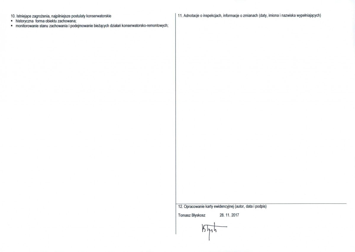Karta obiektu niewpisanego do rejestru, skan nr 2