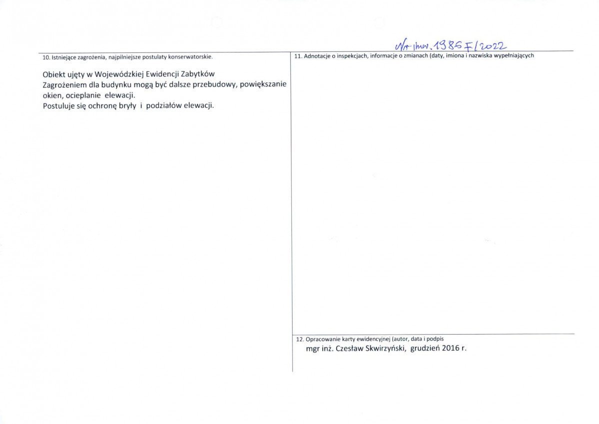 Karta obiektu niewpisanego do rejestru, skan nr 2