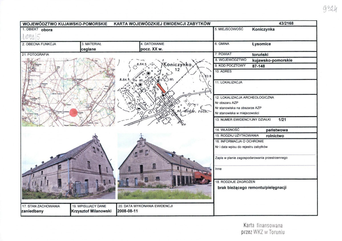 KEZN - Karta obiektu niewpisanego do rejestru, skan nr 1