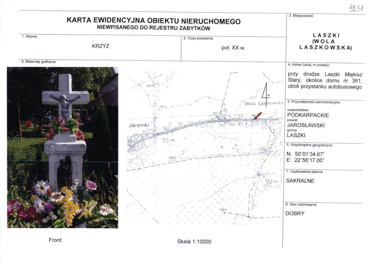 Karta obiektu niewpisanego do rejestru, skan nr 1
