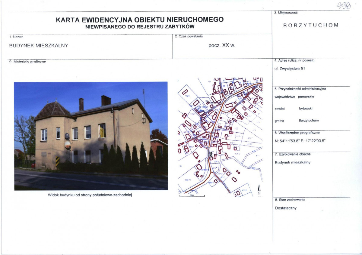 Karta obiektu niewpisanego do rejestru, skan nr 1
