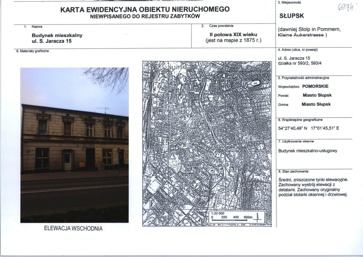 Karta obiektu niewpisanego do rejestru, skan nr 1