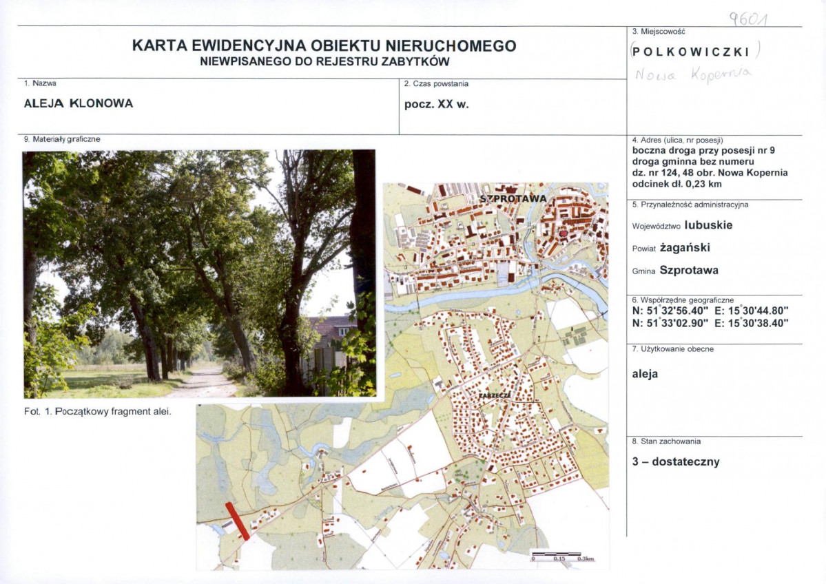 KEZN - Karta obiektu niewpisanego do rejestru, skan nr 1
