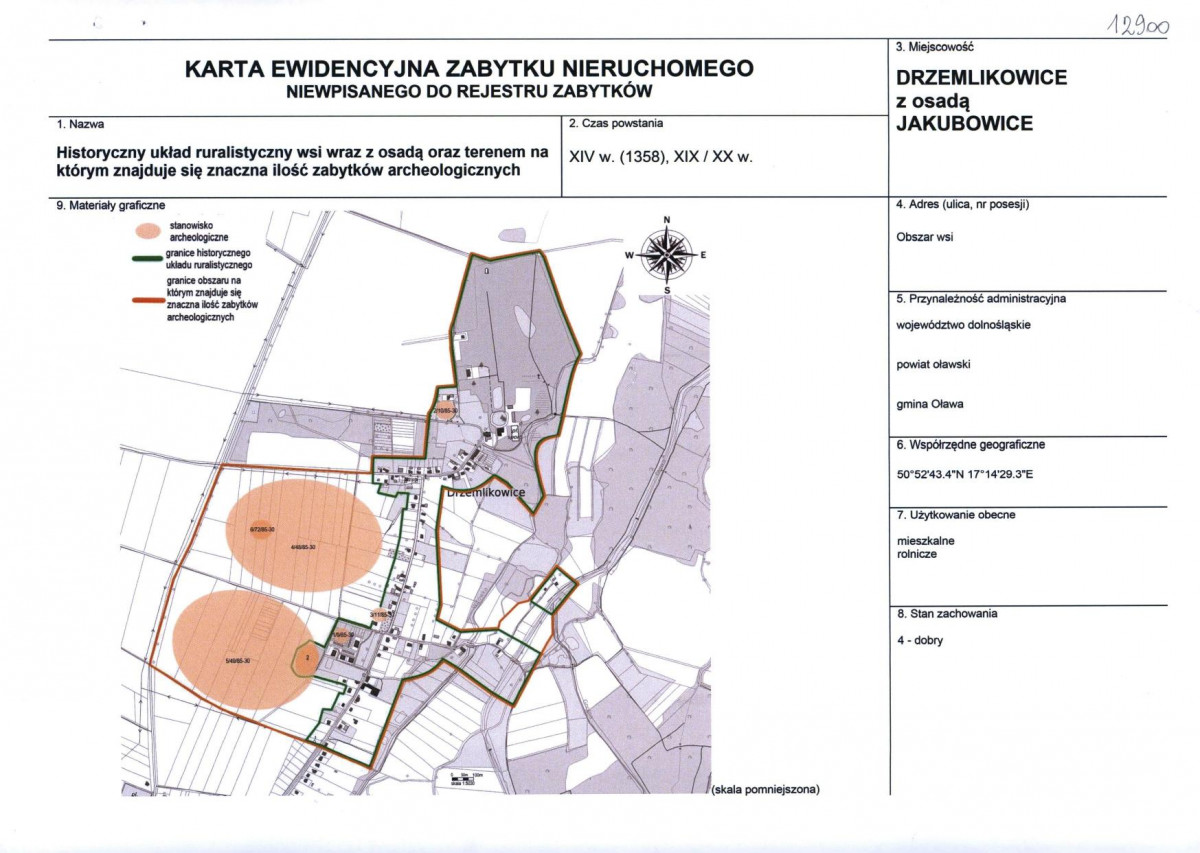 Karta obiektu niewpisanego do rejestru, skan nr 1