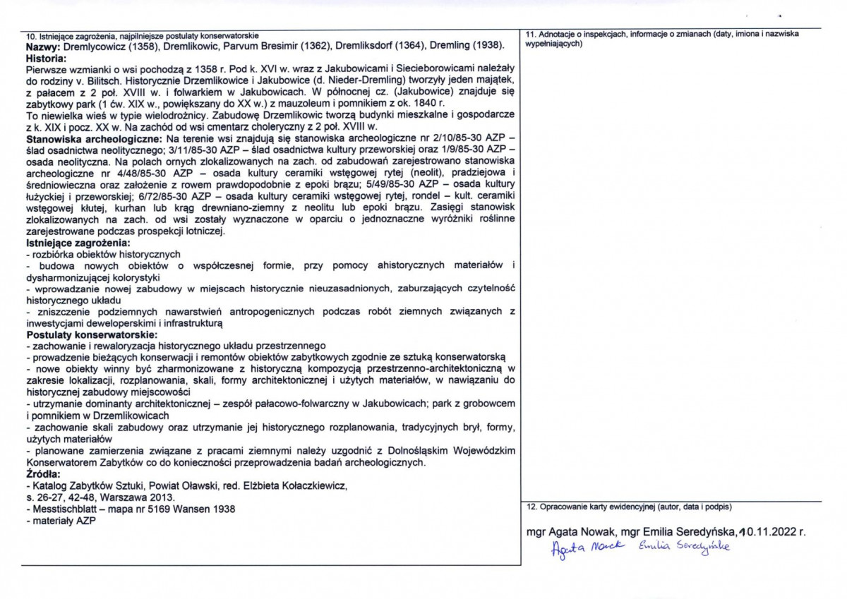 Karta obiektu niewpisanego do rejestru, skan nr 2