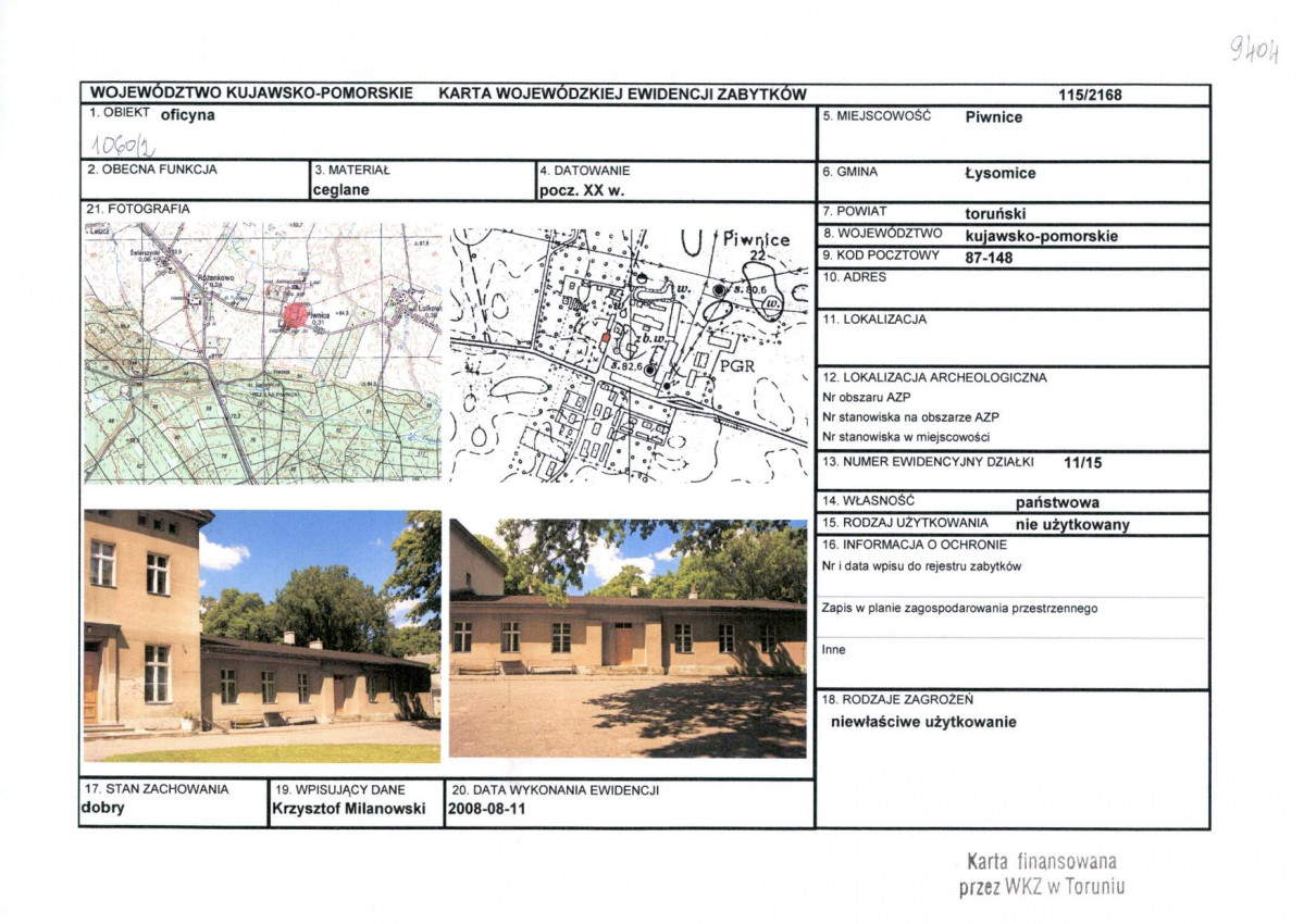 KEZN - Karta obiektu niewpisanego do rejestru, skan nr 1