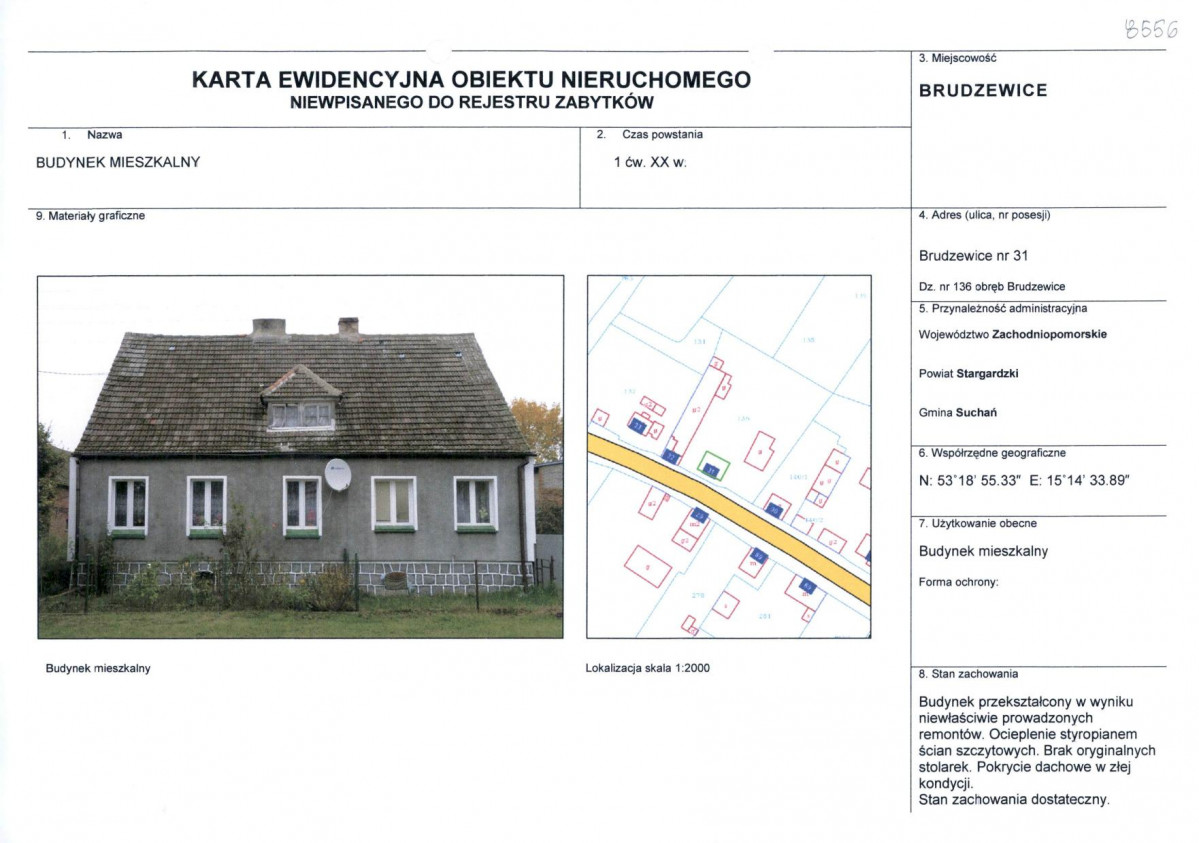 Karta obiektu niewpisanego do rejestru, skan nr 1