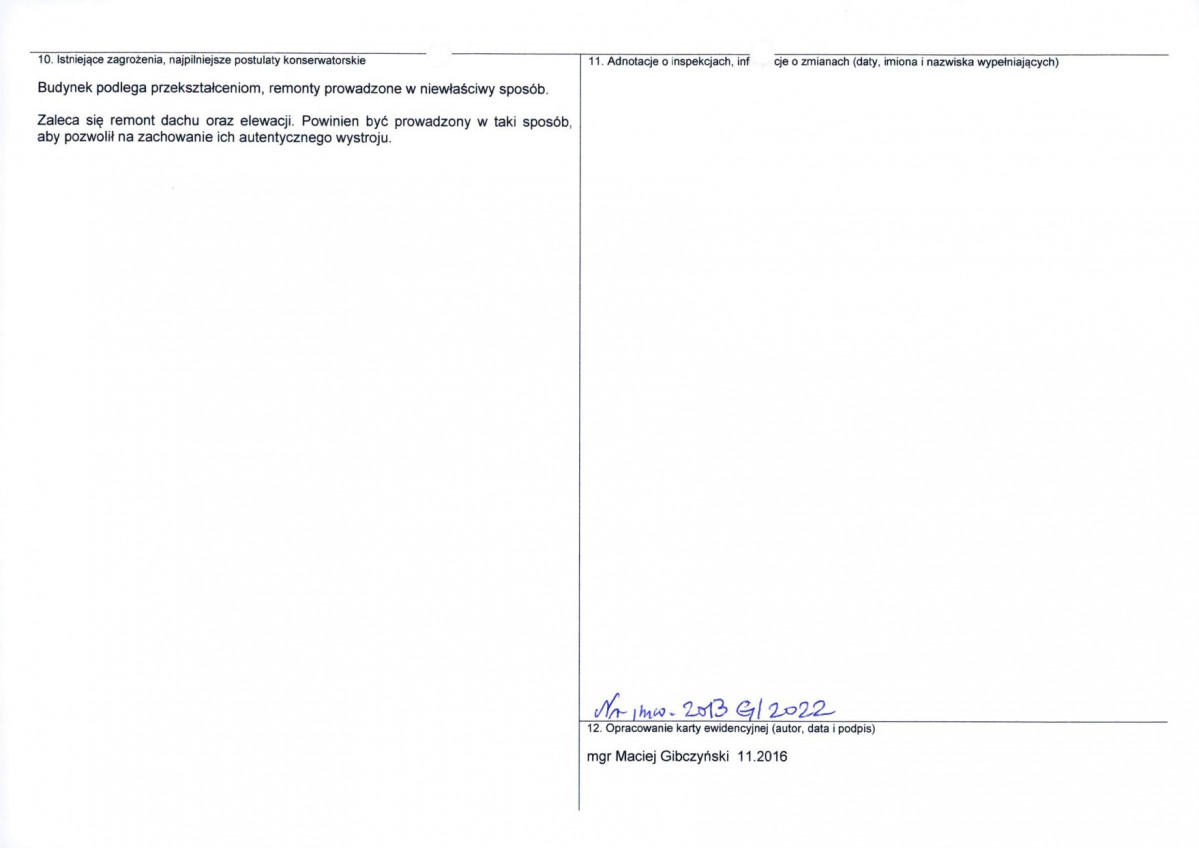 Karta obiektu niewpisanego do rejestru, skan nr 2
