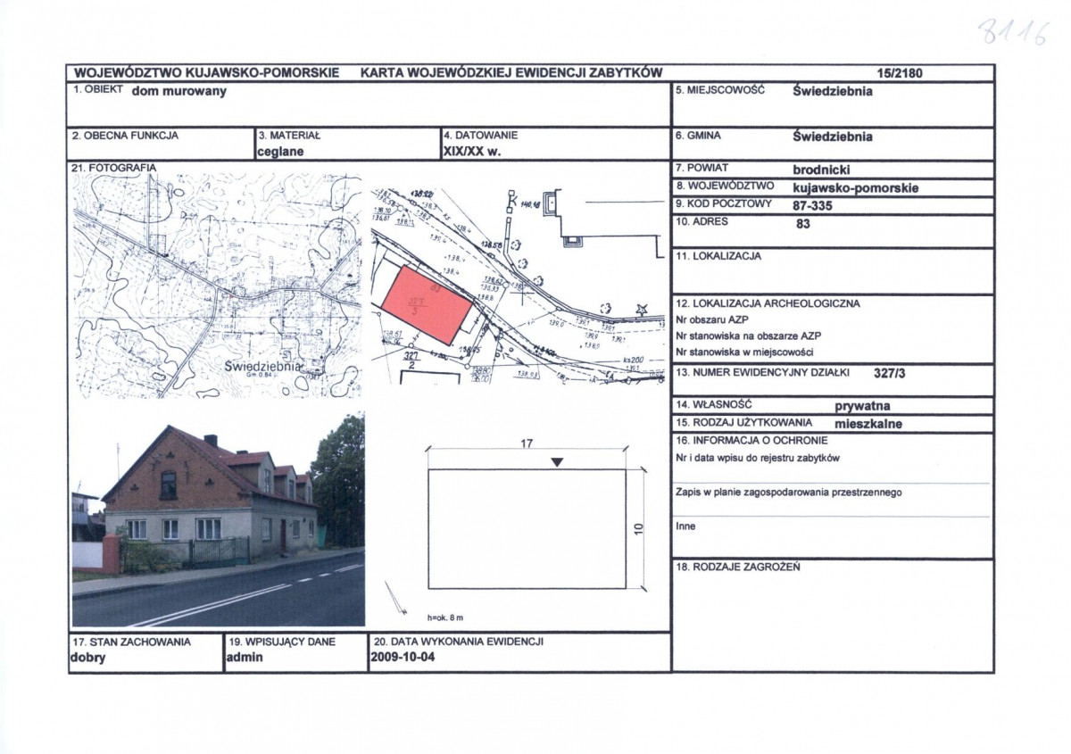 KEZN - Karta obiektu niewpisanego do rejestru, skan nr 1