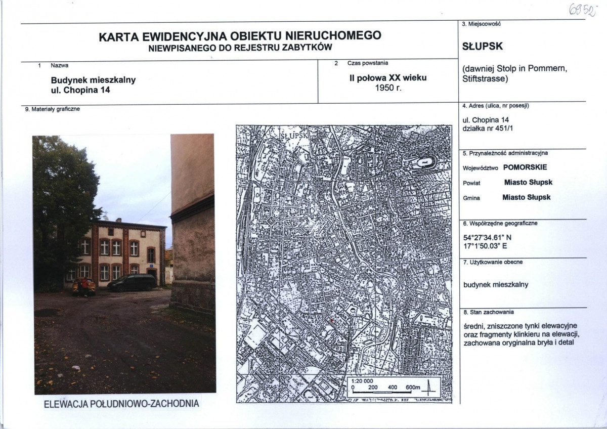 Karta obiektu niewpisanego do rejestru, skan nr 1