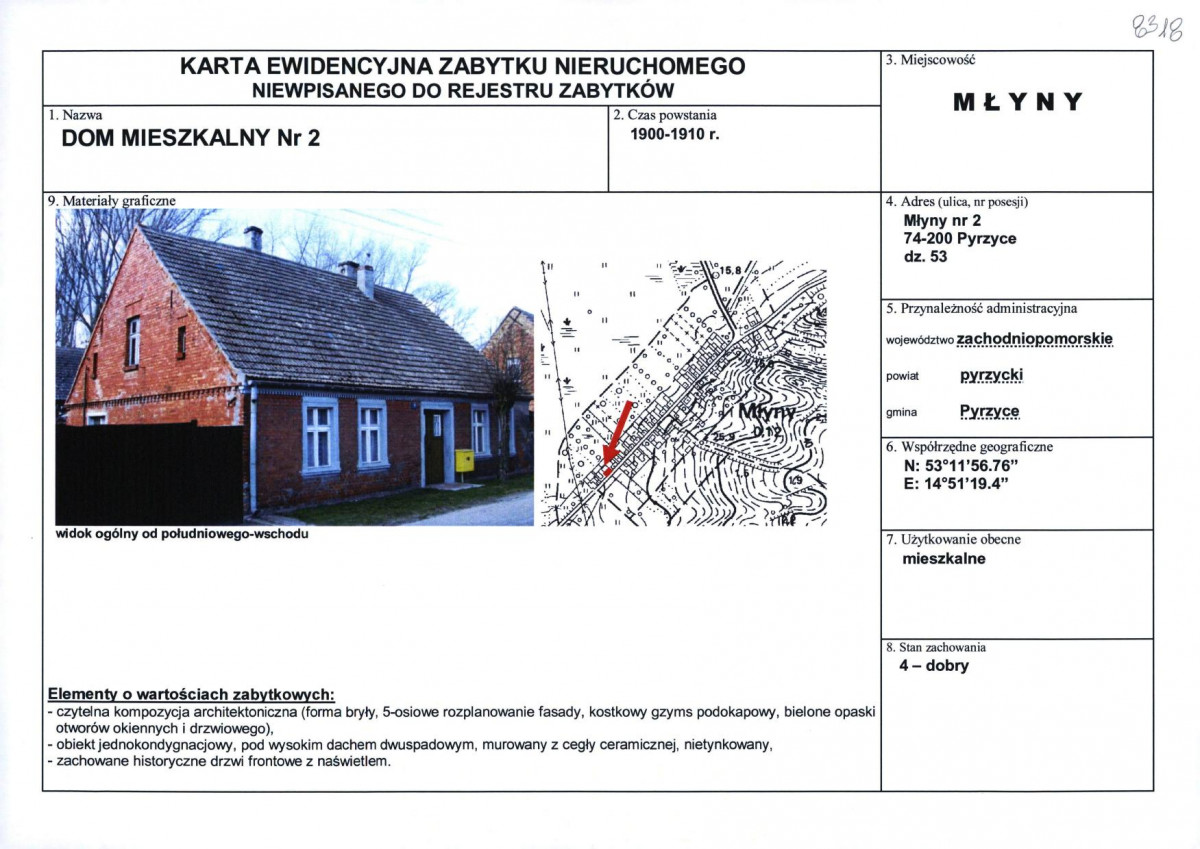 Karta obiektu niewpisanego do rejestru, skan nr 1