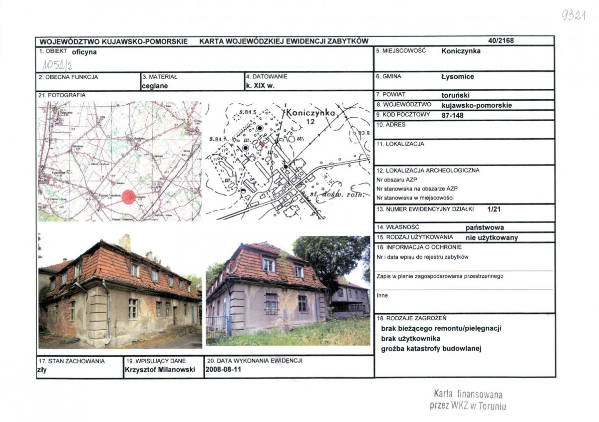 KEZN - Karta obiektu niewpisanego do rejestru, skan nr 1